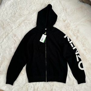 KENZO Knit Zip-up Hoodie / Black / Size M